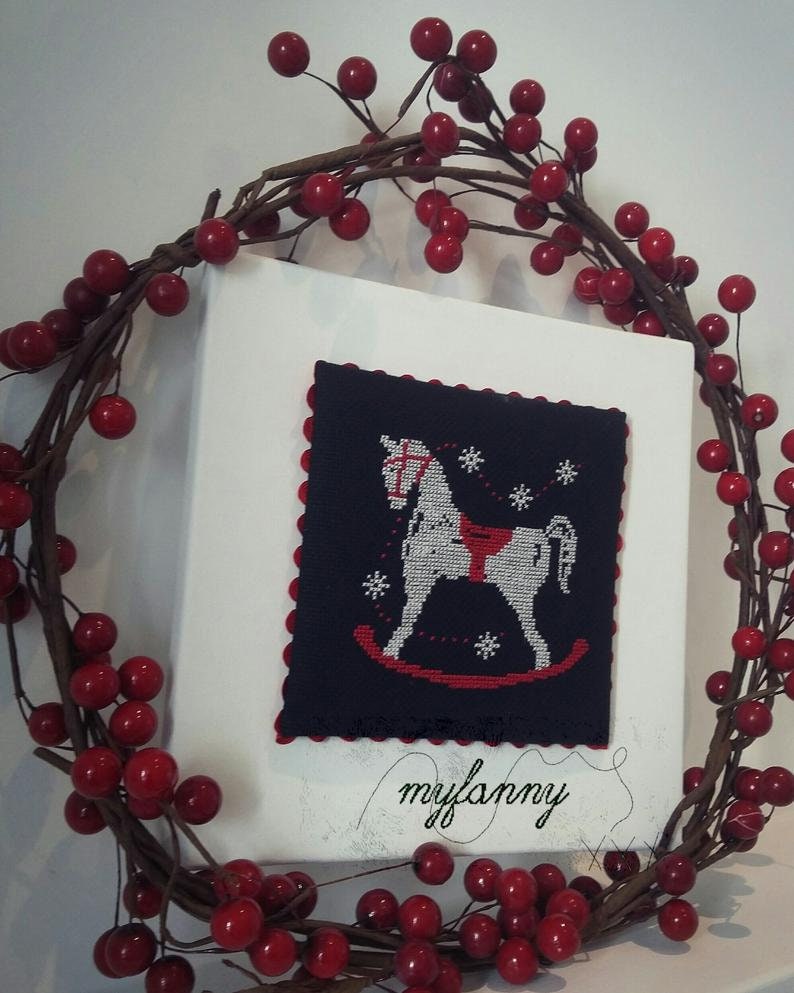 PDF INSTANT DOWNLOAD  My Fanny "Atmosfera di Natale"  Counted Cross Stitch Pattern  Christmas, Winter, Bear, Rocking Horse