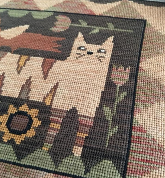 TERESA KOGUT "Tiger Cat"  Cross Stitch Pattern  Cat, Sunflowers, Primitive, Bird, Folk Art, Pattern Only