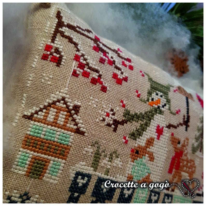 Crocette A Gogo   "HELLO WINTER"  Counted Cross Stitch Pattern  Winter, Christmas, Snowman, Italy, Pattern OnlyGogo