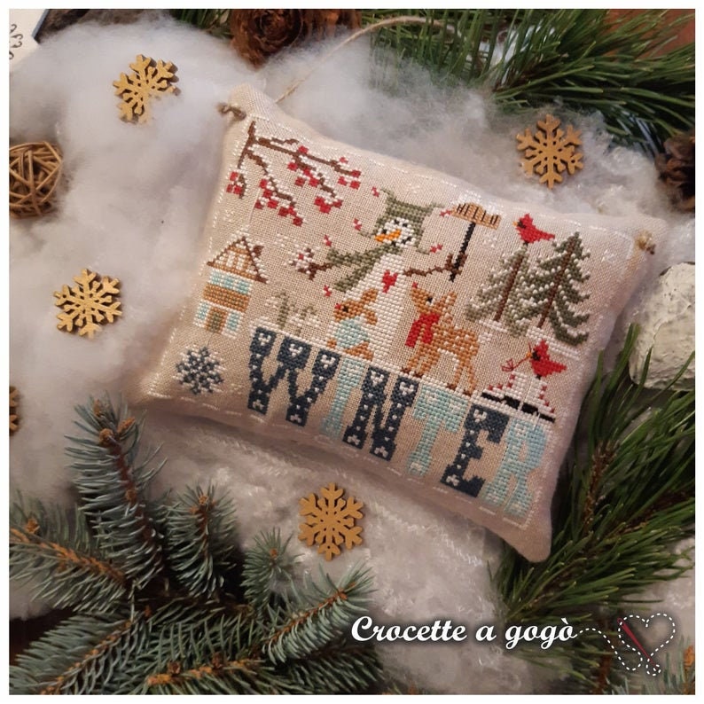 Crocette A Gogo   "HELLO WINTER"  Counted Cross Stitch Pattern  Winter, Christmas, Snowman, Italy, Pattern OnlyGogo