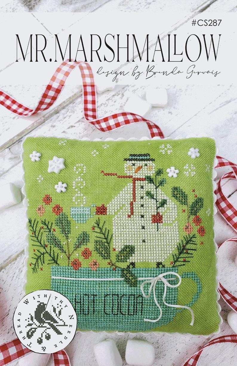 WITH THY NEEDLE & Thread "Mr. Marshmallow"  Counted Cross Stitch Pattern  Brenda Gervais, Snowman