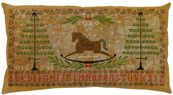 ARTFUL OFFERINGS "Rocking Horse Holiday Sampler" Counted Cross Stitch Pattern, Winter. Christmas, Pattern Only