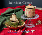 ERICA MICHAELS "Reindeer Games" Counted Cross Stitch Pattern, Winter, Santa, Board Game, North Pole, Reindeer, Pattern Only