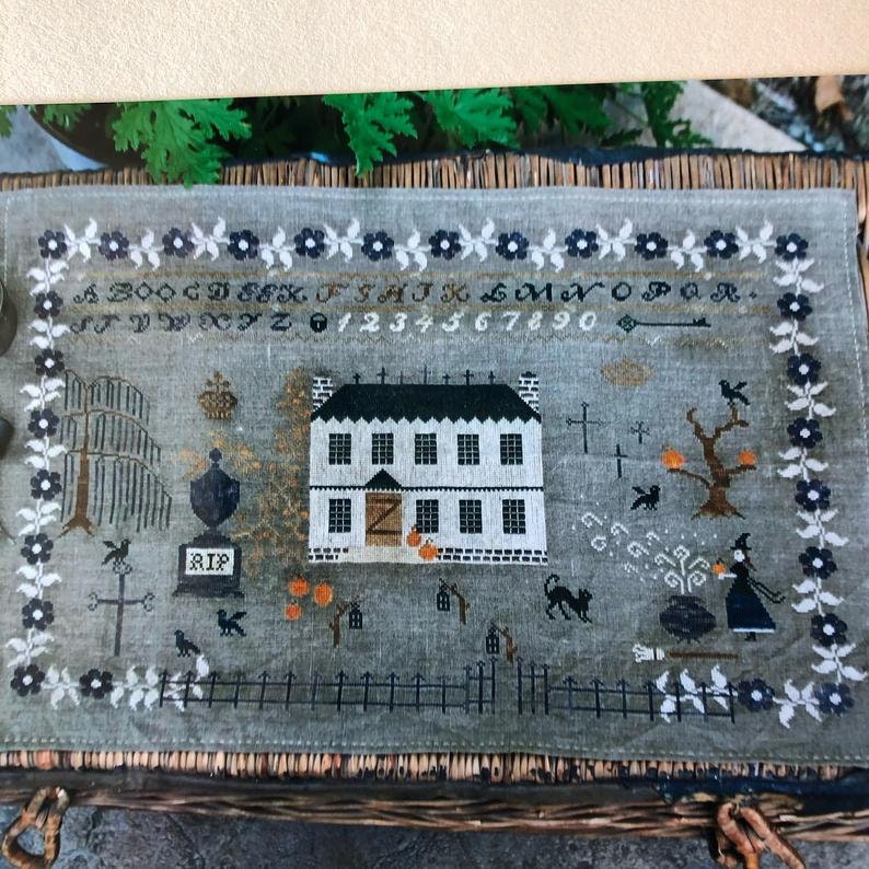 STACY NASH PRIMITIVES "Halloween at Hollyberry Farm, Counted Cross Stitch Pattern, Halloween, Autumn, Fall, Witch, Pattern Only