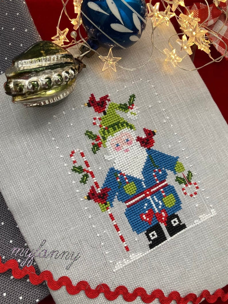 PDF INSTANT DOWNLOAD  My Fanny "Santa Collection #3"  Counted Cross Stitch Pattern  Cardinals, Holly, Christmas, Winter, Santa