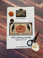 TERESA KOGUT "Halloween Greetings"  Cross Stitch Pattern  Halloween, Pumpkin, Fall, Crows, Primitive, Paper Pattern