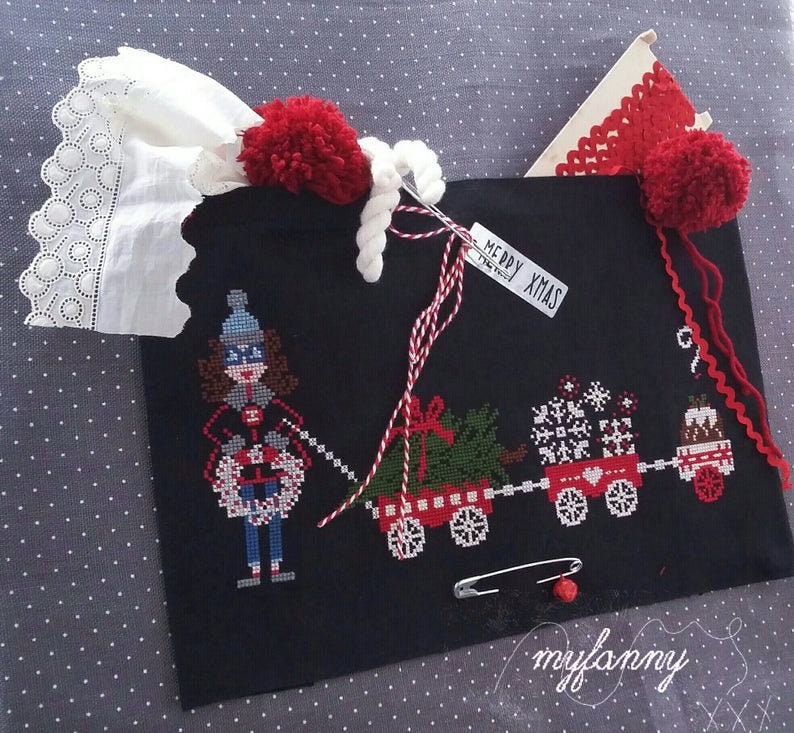 PDF INSTANT DOWNLOAD  My Fanny "Angie"  Counted Cross Stitch Pattern  Christmas, Winter