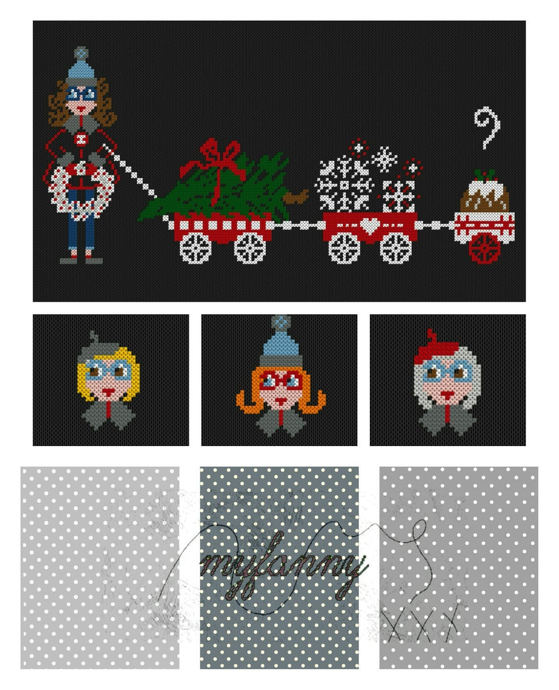 PDF INSTANT DOWNLOAD  My Fanny "Angie"  Counted Cross Stitch Pattern  Christmas, Winter
