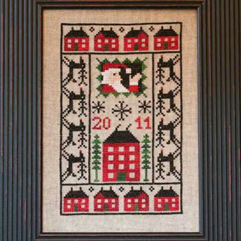 PRAIRIE SCHOOLER "2011 Limited Edition - Comin' To Town" Counted Cross Stitch Pattern, Santa, Christmas, Winter, Pattern Only