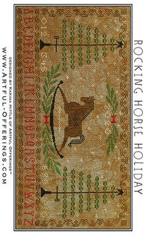 ARTFUL OFFERINGS "Rocking Horse Holiday Sampler" Counted Cross Stitch Pattern, Winter. Christmas, Pattern Only