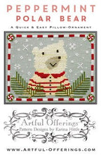 ARTFUL OFFERINGS "Peppermint Polar Bear" Counted Cross Stitch Pattern, Winter. Christmas, Ornament, Pattern Only