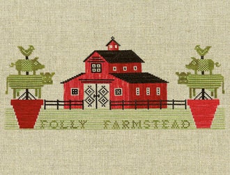ARTFUL OFFERINGS "Folly Farmstead" Counted Cross Stitch Pattern, Barnyard, Cows Pigs, Chickens, Country, Pattern Only