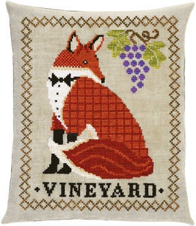 ARTFUL OFFERINGS "Red Fox Vineyard" Counted Cross Stitch Pattern, Autumn, Bountiful Harvest, Pattern Only