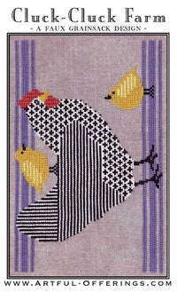 ARTFUL OFFERINGS "Cluck-Cluck Farm" Counted Cross Stitch Pattern, Chicken, Farmhouse, Pattern Only