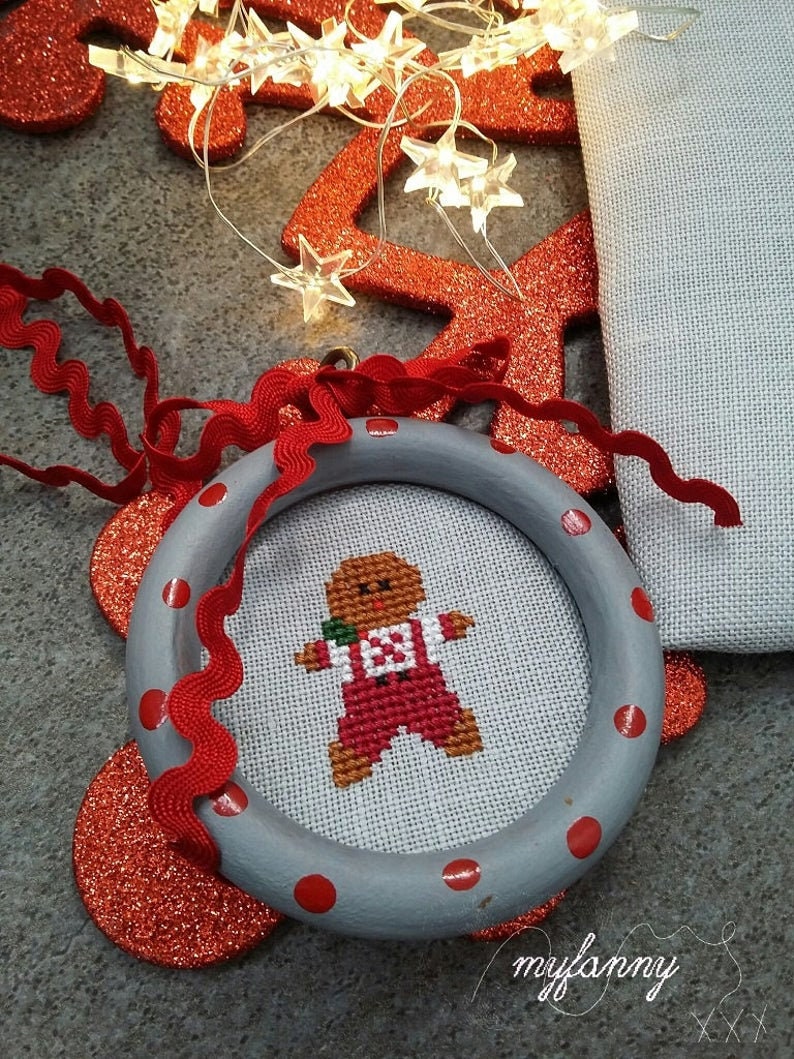 PDF INSTANT DOWNLOAD  My Fanny "8 December"  Counted Cross Stitch Pattern  Santa, Gingerbread Man, Christmas, Winter