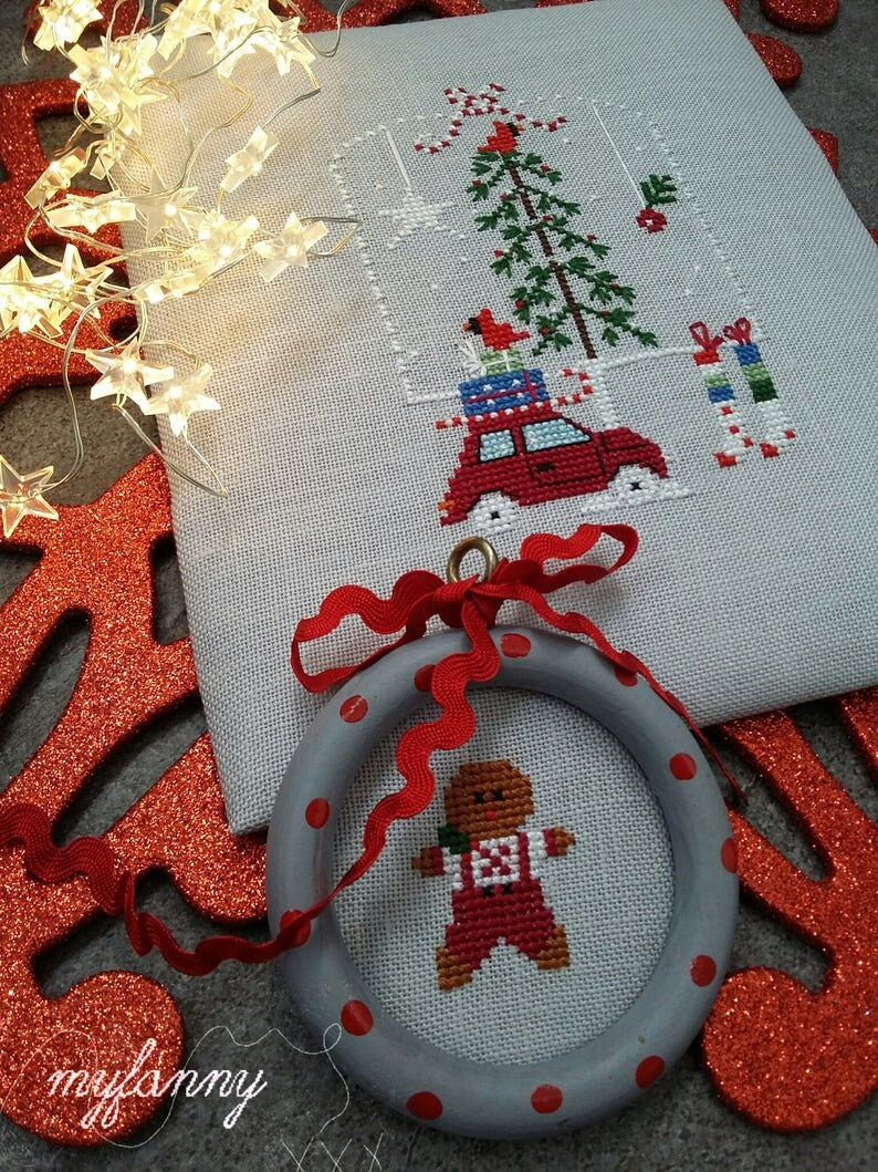 PDF INSTANT DOWNLOAD  My Fanny "8 December"  Counted Cross Stitch Pattern  Santa, Gingerbread Man, Christmas, Winter