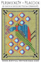 ARTFUL OFFERINGS "Persnickety-Peacock" Counted Cross Stitch Pattern, Bow-tie, Pillow, Ornament, Pattern Only