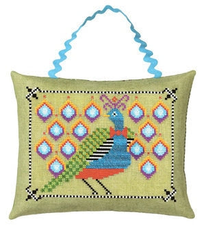 ARTFUL OFFERINGS "Persnickety-Peacock" Counted Cross Stitch Pattern, Bow-tie, Pillow, Ornament, Pattern Only
