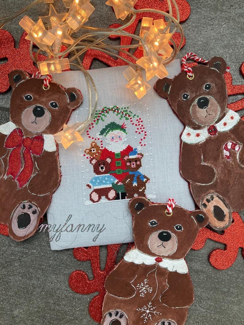 PDF INSTANT DOWNLOAD  My Fanny "Santa Collection #8"  Counted Cross Stitch Pattern  Christmas, Winter, Santa, Bears, Teddy Bears