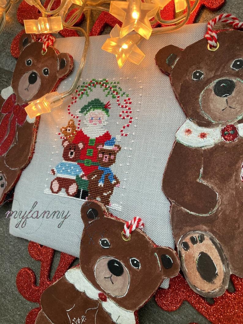 PDF INSTANT DOWNLOAD  My Fanny "Santa Collection #8"  Counted Cross Stitch Pattern  Christmas, Winter, Santa, Bears, Teddy Bears