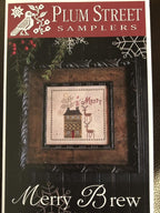 PLUM STREET SAMPLERS "Merry Brew"  Counted Cross Stitch Pattern  Santa, Winter, Christmas, Reindeer, Paper Pattern