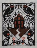 PRAIRIE SCHOOLER "Whoo's There?"  Counted Cross Stitch Pattern  Halloween, Autumn, Owls, Haunted House, Card Size, Pattern Only
