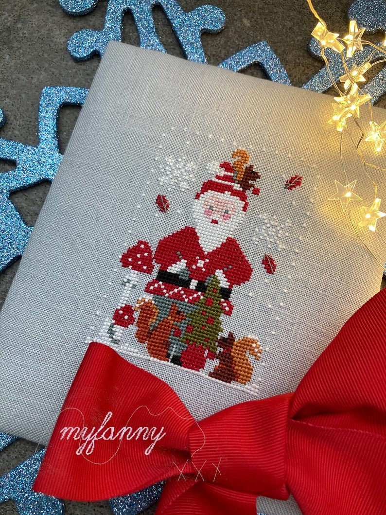 PDF INSTANT DOWNLOAD  My Fanny "Santa Collection #12"  Counted Cross Stitch Pattern  Christmas, Winter, Santa, Squirrels
