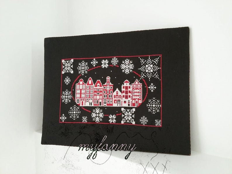 PDF INSTANT DOWNLOAD  My Fanny "Winter Stitching"  Counted Cross Stitch Pattern  City Scape, Christmas, Winter