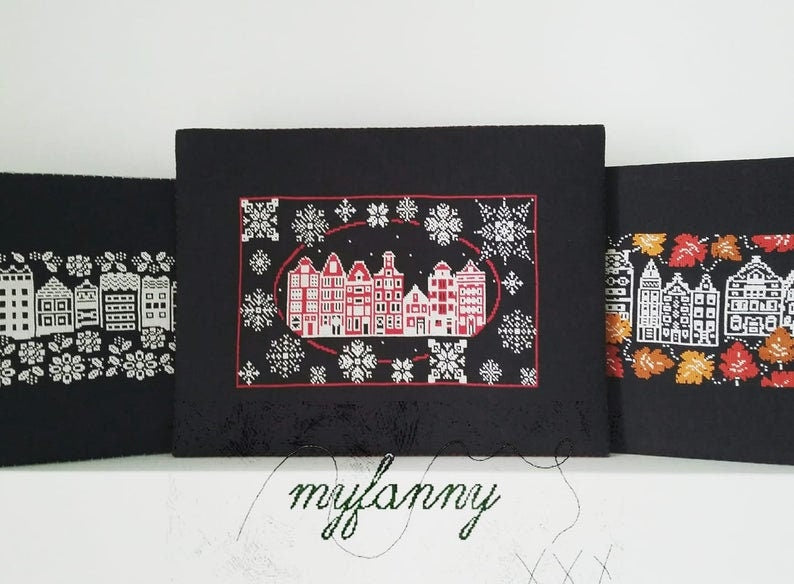 PDF INSTANT DOWNLOAD  My Fanny "Winter Stitching"  Counted Cross Stitch Pattern  City Scape, Christmas, Winter