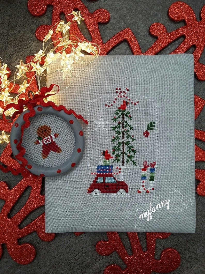 PDF INSTANT DOWNLOAD  My Fanny "8 December"  Counted Cross Stitch Pattern  Santa, Gingerbread Man, Christmas, Winter