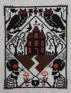 PRAIRIE SCHOOLER "Whoo's There?"  Counted Cross Stitch Pattern  Halloween, Autumn, Owls, Haunted House, Card Size, Pattern Only