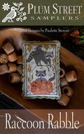 PLUM STREET SAMPLERS "Raccoon Rabble"  Counted Cross Stitch Pattern  Pumpkin, Fall, Autumn, Racoon Family, Paper Pattern