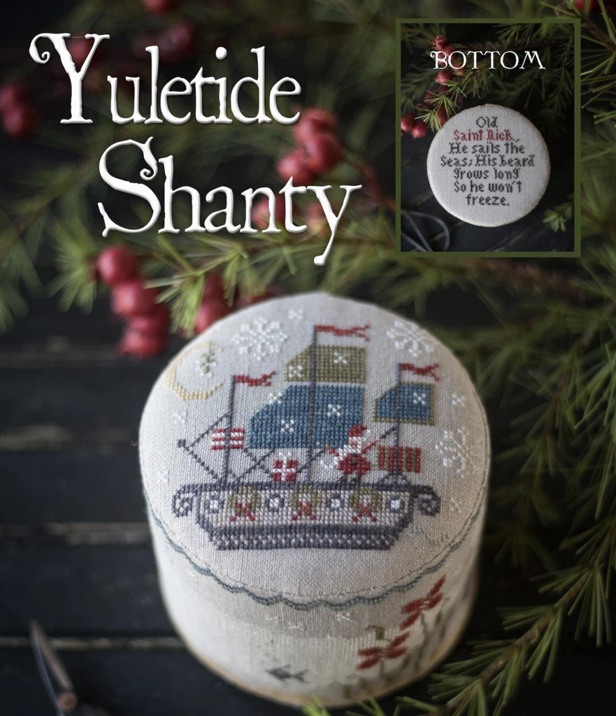 PLUM STREET SAMPLERS "Yultide Shanty"  Counted Cross Stitch Pattern  Santa, Winter, Ship, Christmas, Paper Pattern