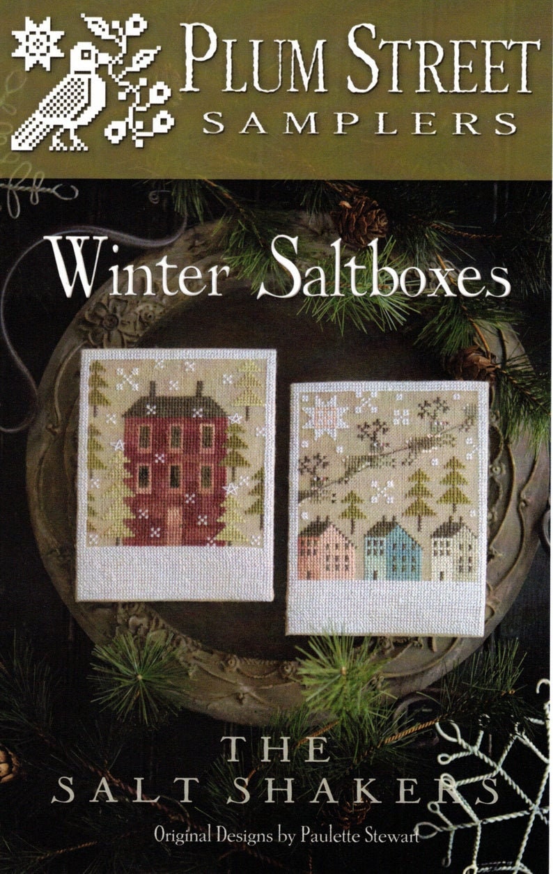 PLUM STREET SAMPLERS "Winter Saltboxes"  Counted Cross Stitch Pattern  The Salt Shakers Series, Paper Pattern