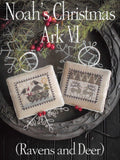 PLUM STREET SAMPLERs "Noah's Christmas Ark VI"  (Ravens and Deer) Counted Cross Stitch Pattern  , Series, Christmas Decor, Paper Pattern