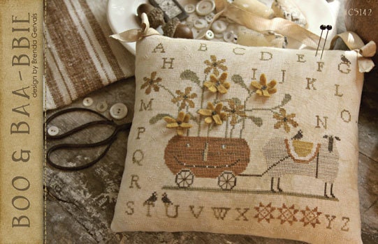 WITH THY NEEDLE "Boo & Baa-Bbie"  Cross Stitch Pattern  Pumpkin Wagon, Farmstead Sheep, Flowers, Black Eyed Susans, Pattern Only