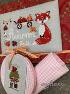 INSTANT PDF DOWNLOAD My Fanny  "Autumn Path" Counted Cross Stitch Pattern, Fall, Autumn, Red Fox, Pumpkin Wagon, Pattern Only