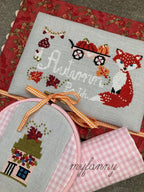 INSTANT PDF DOWNLOAD My Fanny  "Autumn Path" Counted Cross Stitch Pattern, Fall, Autumn, Red Fox, Pumpkin Wagon, Pattern Only