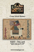 TERESA KOGUT "This Land"  Counted Cross Stitch Pattern  Americana, Primitive, American Flag, 1776, Freedom, Sheep, folk art, Pattern Only
