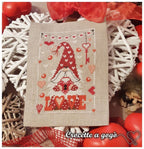 CROCETTE A GOGO "Gnome In Love"  Counted Cross Stitch Pattern  Valentine, Hearts, Love, Key, Paper Pattern
