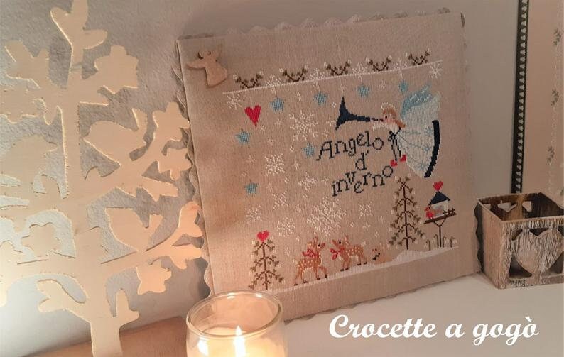 CROCETTE A GOGO "Winter Angel (Angelo d'inverno)"  Counted Cross Stitch Pattern  Winter, Christmas, Snow, Reindeer, Paper Pattern