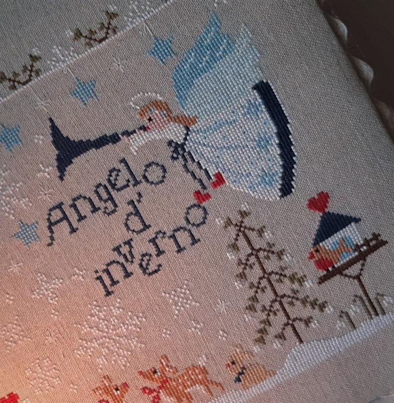CROCETTE A GOGO "Winter Angel (Angelo d'inverno)"  Counted Cross Stitch Pattern  Winter, Christmas, Snow, Reindeer, Paper Pattern