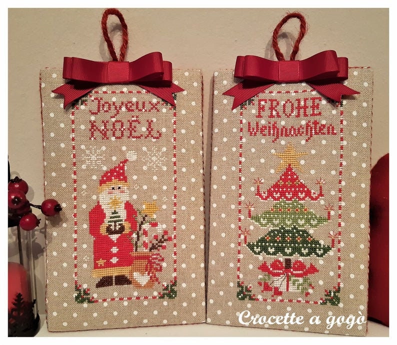 CROCETTE A GOGO "Christmas Ornaments Set 2"  Counted Cross Stitch Pattern  Winter, Santa, Christmas Tree, Noel, Joyeux, Paper Pattern
