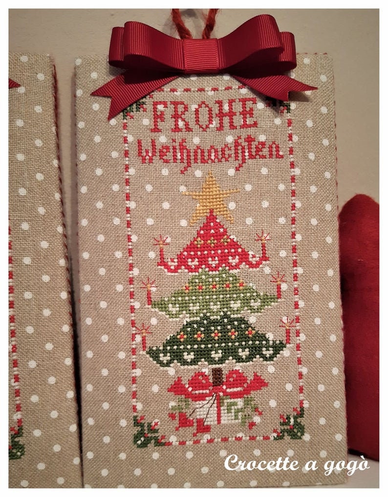 CROCETTE A GOGO "Christmas Ornaments Set 2"  Counted Cross Stitch Pattern  Winter, Santa, Christmas Tree, Noel, Joyeux, Paper Pattern