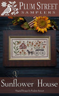 PLUM STREET SAMPLERS "Sunflower House"  Counted Cross Stitch Pattern  Summer, Carriage, Horse, Sunflowers, Red Barn, Paper Pattern
