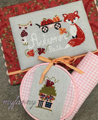 INSTANT PDF DOWNLOAD My Fanny  "Autumn Path" Counted Cross Stitch Pattern, Fall, Autumn, Red Fox, Pumpkin Wagon, Pattern Only