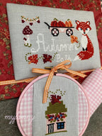 INSTANT PDF DOWNLOAD My Fanny  "Autumn Path" Counted Cross Stitch Pattern, Fall, Autumn, Red Fox, Pumpkin Wagon, Pattern Only