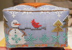 HANDS ON DESIGN "Block Party - Snow" Counted Cross Stitch Pattern & Wool (Includes Handcrafted Pin Set Too!), Winter, Snowmen, Snowflakes