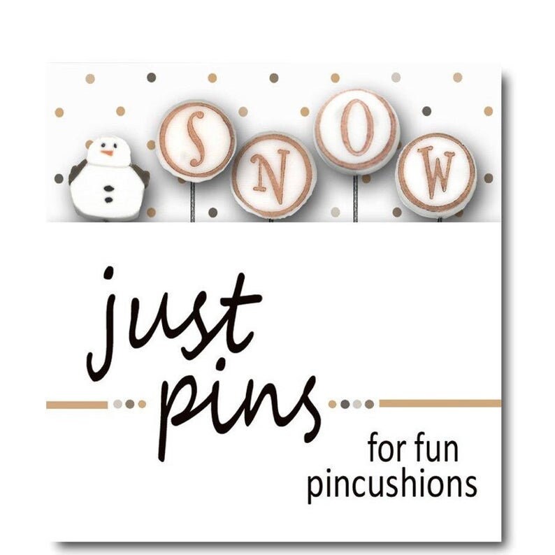 HANDS ON DESIGN "Block Party - Snow" Counted Cross Stitch Pattern & Wool (Includes Handcrafted Pin Set Too!), Winter, Snowmen, Snowflakes