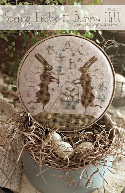 WITH THY NEEDLE & Thread "Spring Frolic at Bunny Hill"  Cross Stitch Pattern  Brenda Gervais, Easter, Spring, Sampler,  Pattern Only